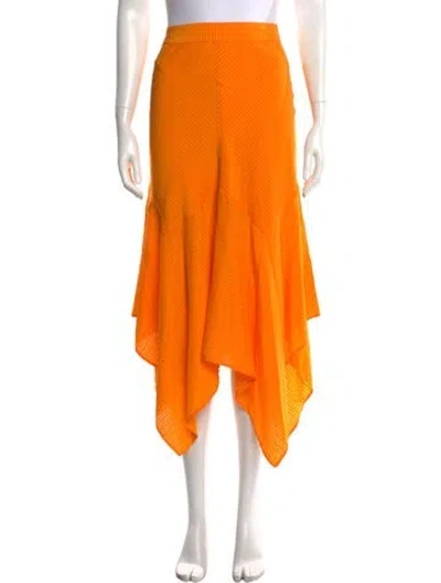 Pre-owned Ganni Silk Midi Length Skirt In Orange
