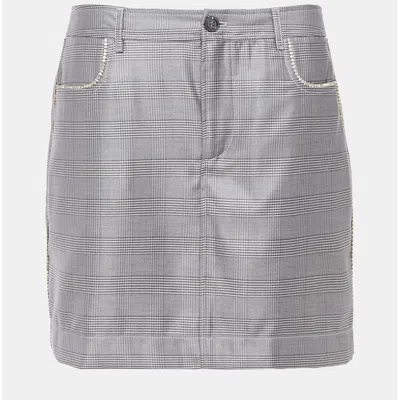 Pre-owned Ganni Silk Mini Skirt 40 In Grey