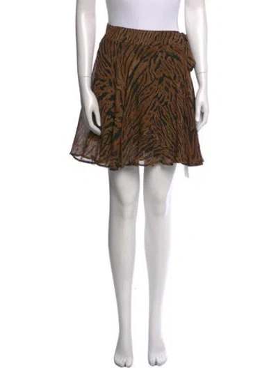 Pre-owned Ganni Silk Mini Skirt In Brown