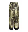 Ganni Silk Ornate Print Trousers In Yellow