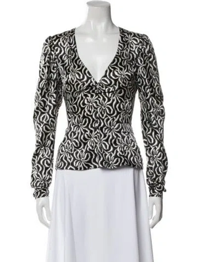 Pre-owned Ganni Silk Printed Blouse In Multicolor