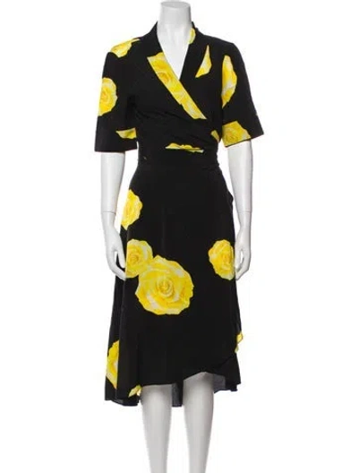 Pre-owned Ganni Silk Printed Robe In Black