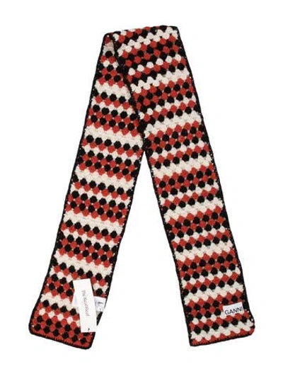 Pre-owned Ganni Silk Printed Scarf In Multi