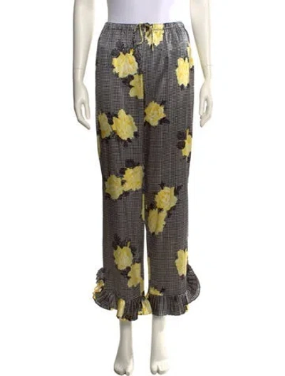 Pre-owned Ganni Silk Straight Leg Pants W/ Tags In Black