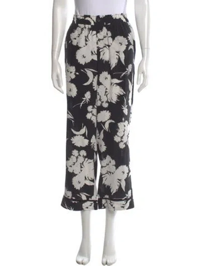 Pre-owned Ganni Silk Wide Leg Pants In Black
