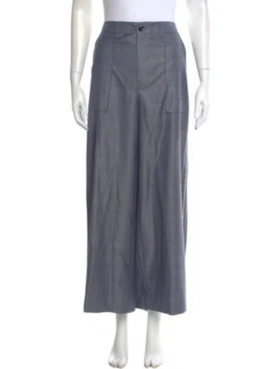 Pre-owned Ganni Silk Wide Leg Pants In Blue