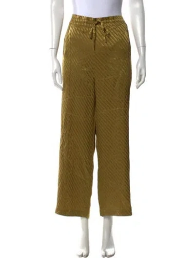 Pre-owned Ganni Silk Wide Leg Pants In Green
