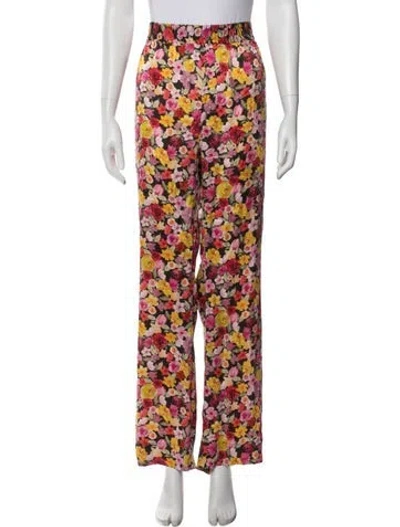 Pre-owned Ganni Silk Wide Leg Pants In Pink