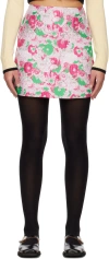 Ganni Multicolor Mini A-line Skirt With 3d Jacquard Floreal Motif In Recycled Polyester In 393 Sugar Plum