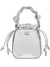 Ganni Mini Bou Twisted-handle Bucket Bag In Silver