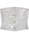 Ganni Women Organic Cotton Denim Corset In Silver