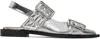 Ganni Buckle Metallic Ballerinas In 018 Silver