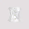 Ganni Women Organic Cotton Denim Corset In Silver
