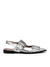 Ganni Buckle Metallic Ballerinas In Metallic