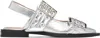 Ganni Buckle Metallic Ballerinas In 018 Silver