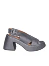 Ganni Metallic Slingback Sandals With Heel In Metallic
