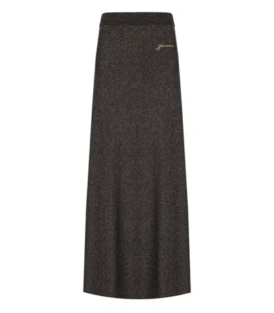 GANNI GANNI SILVER SKIRT WITH LOGO