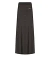 Ganni Silver Skirt With Logo In Brown