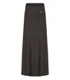 Ganni Silver Skirt With Logo In Black