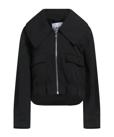 Ganni Simple Casual Coat In Black
