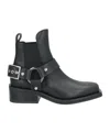 Ganni Buckle-strap Leather Ankle Boot In Black
