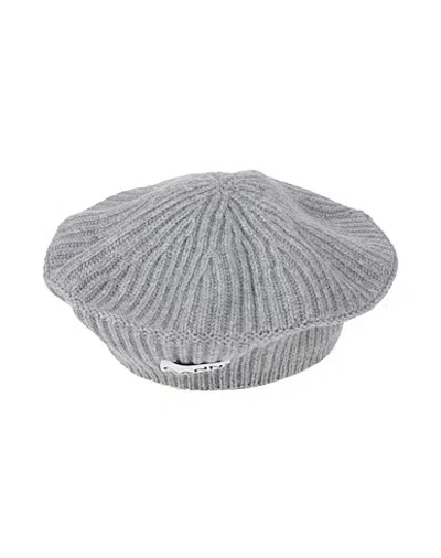 Ganni Simple Knitted Beret In Gray