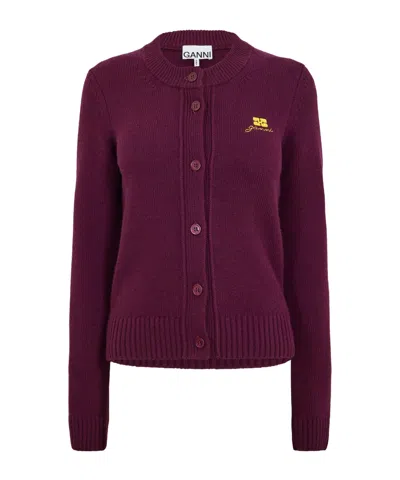 Ganni Simple Knitted Sweater In Burgundy