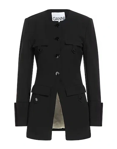 Ganni Simple Long-sleeve Blazer In Black