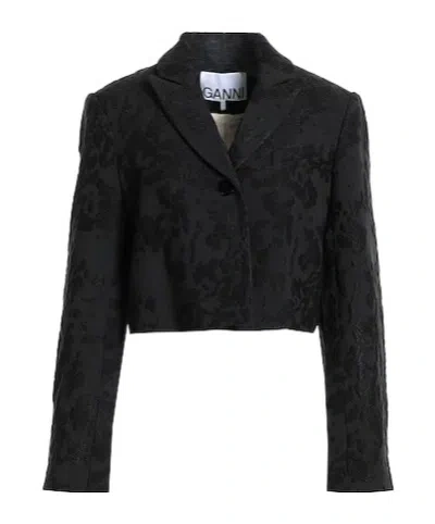 Ganni Simple Single-breasted Suit Jacket In Black