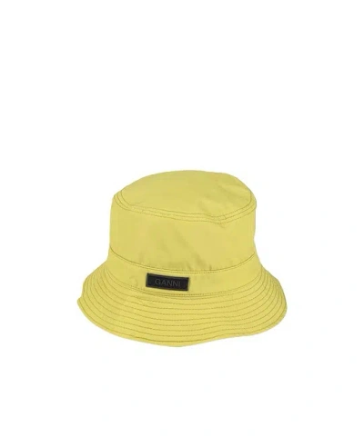 Ganni Simple Solid Color Fisherman Hat In Yellow