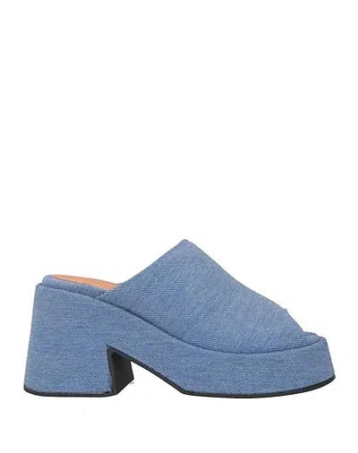 Ganni Simple Solid-color Denim Sandals In Blue