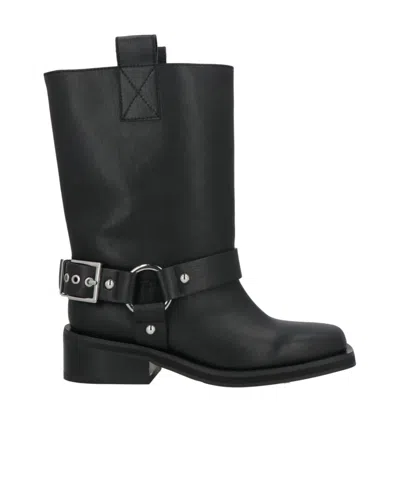 Ganni Simple Square-toe Knight Ankle Boots In Black
