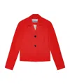 Ganni Light Twill Suiting Fitted Blazer Barbados Cherry In Red