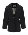 Ganni Single-breasted Organic-cotton Blazer In Black