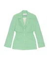 Ganni + Net Sustain Layered Organic Cotton-voile Blazer In Green