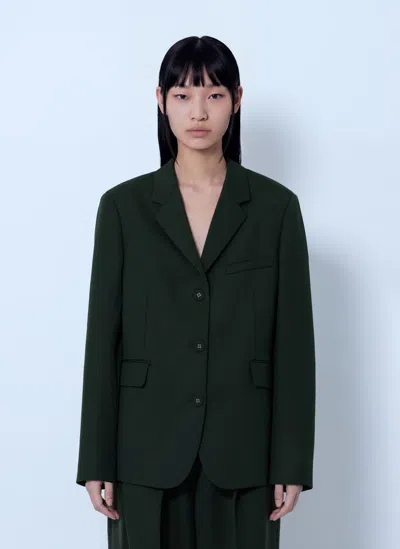 Ganni Single Wool Twill Blazer In Green