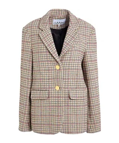 Ganni Single-breasted Blazer In Neutral
