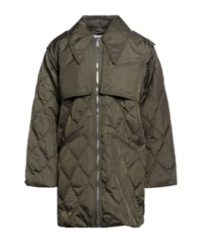 Ganni Single-breasted Jacket In Green