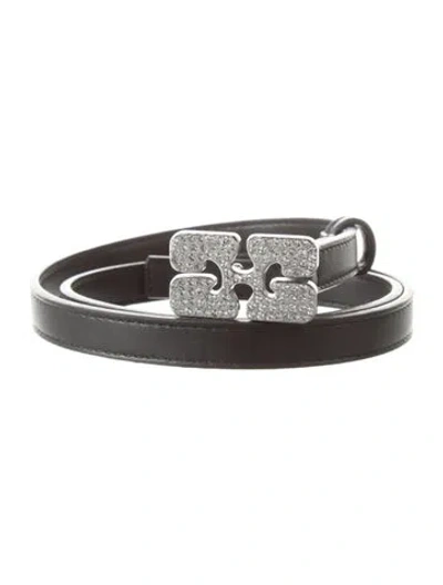 Pre-owned Ganni Skinny Leather Belt In Black