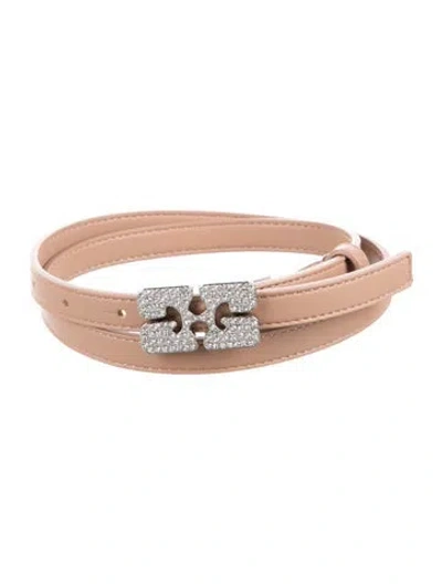 Pre-owned Ganni Skinny Leather Belt In Neutral
