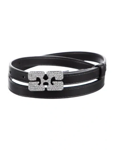 Pre-owned Ganni Skinny Leather Waist Belt In Black