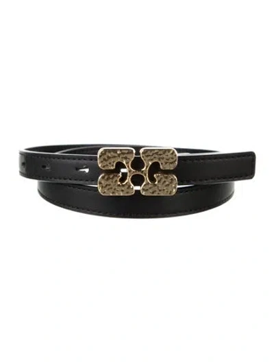 Pre-owned Ganni Skinny Leather Waist Belt In Black