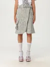 Ganni Tweed Midi Skirt In Gray