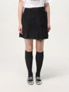 Ganni Black Fluffy Denim Wrap Miniskirt In 黑色