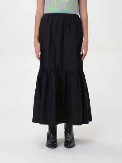 Ganni Black Flounce Maxi Skirt In Schwarz