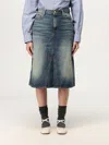 Ganni Blue Heavy Washed Denim Midi Skirt In Blau