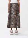 Ganni Leopard Printed Elasticated Maxi Skirt In Brown