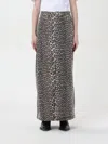 Ganni + Net Sustain Leopard-print Organic Denim Maxi Skirt In 棕色