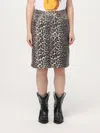 Ganni Denim Animalier Skirt In Braun
