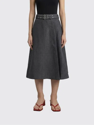 Ganni Recycled Wool Blend Skirt In Gray